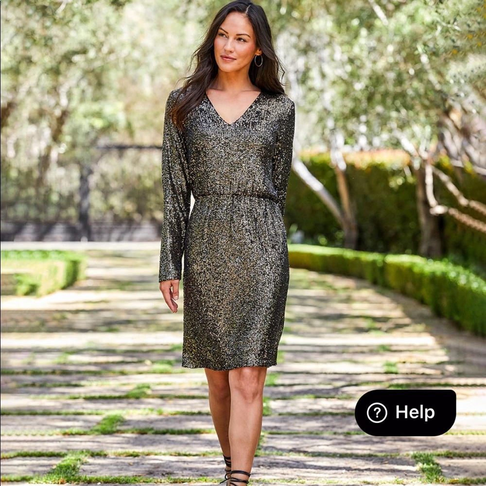 V-Neck Sequin Dress - EUC